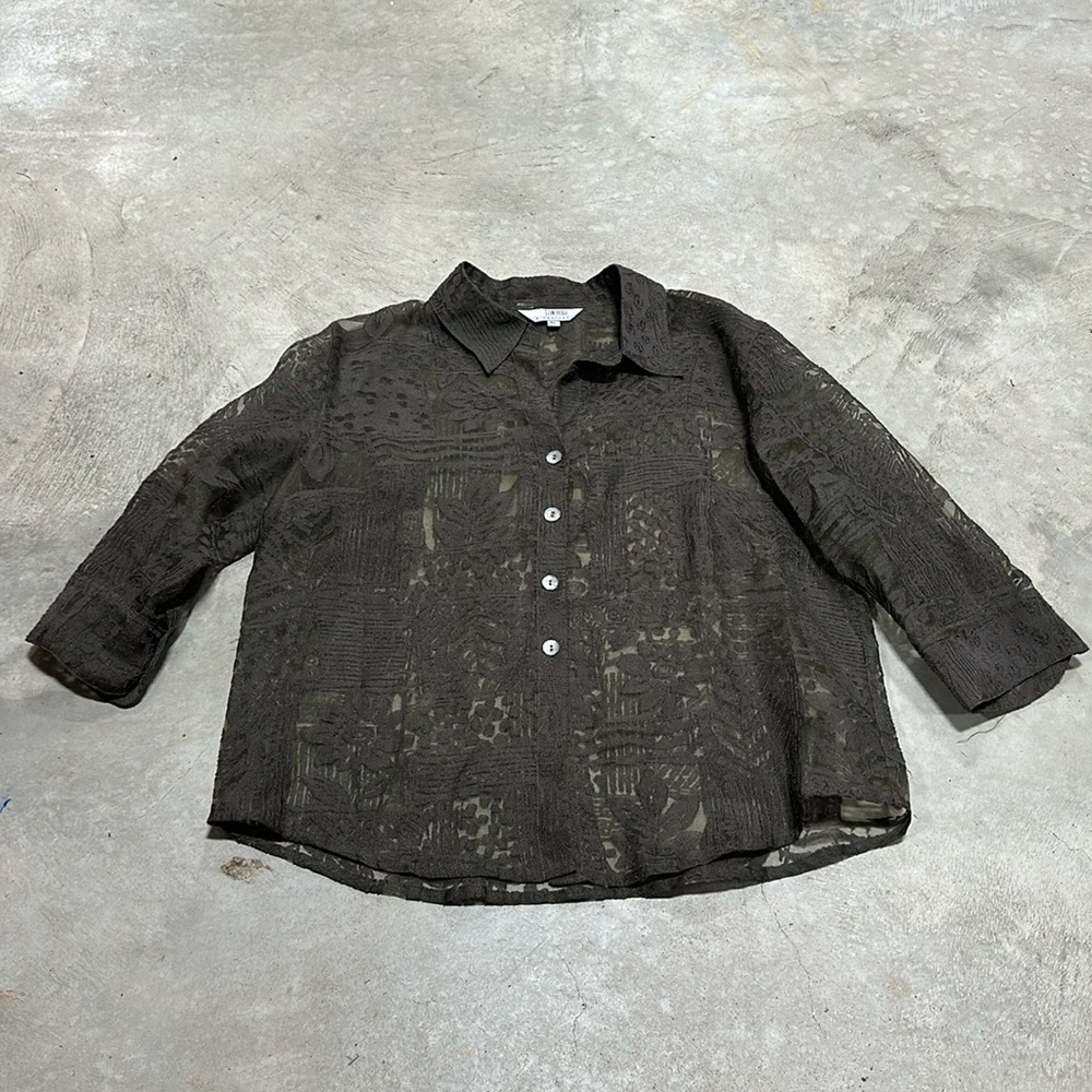Stonebridge Signature sheer brownish/green top /‎ Size PL / H-1